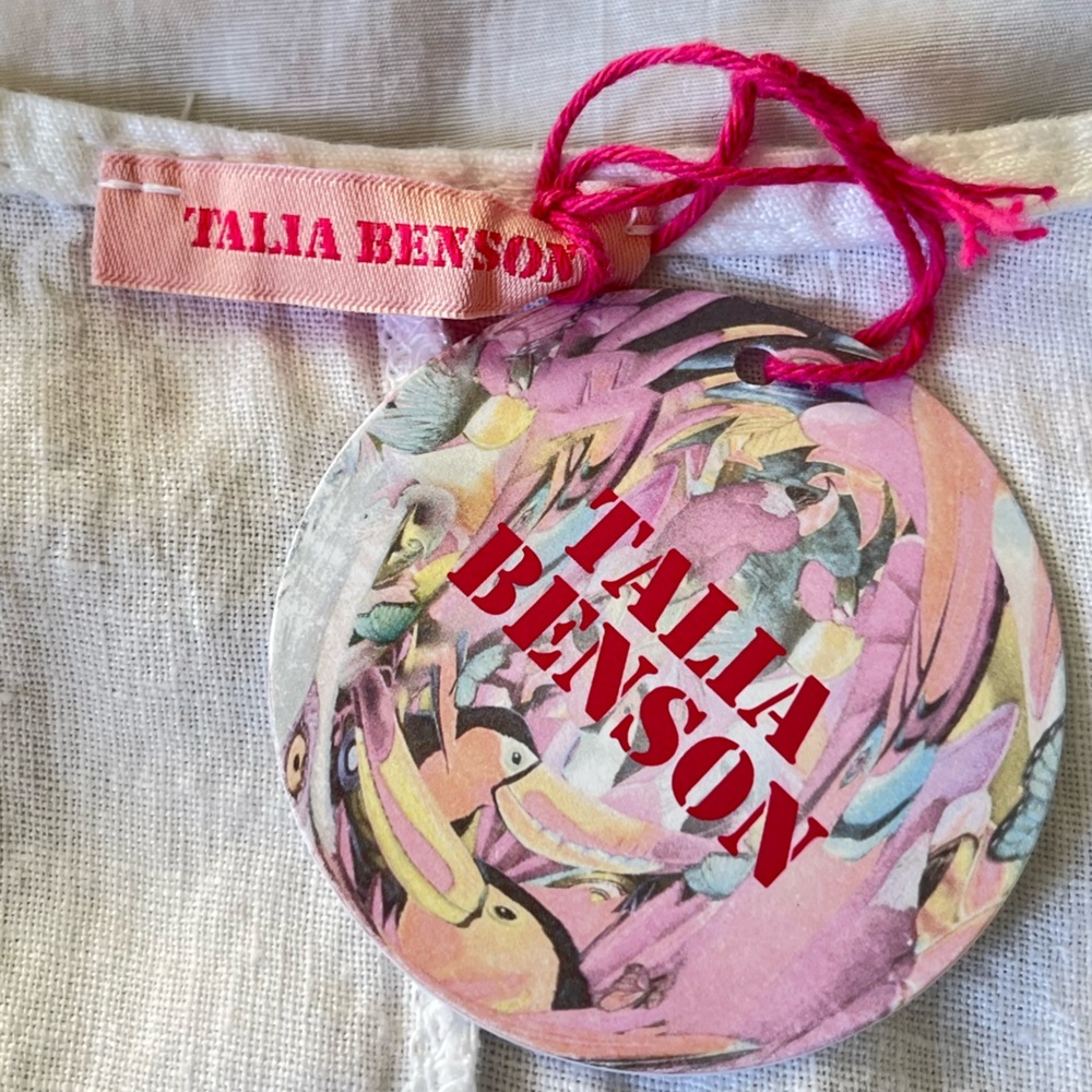 Talia Benson 100% linen tiered hem dress size S - Picture 9 of 10
